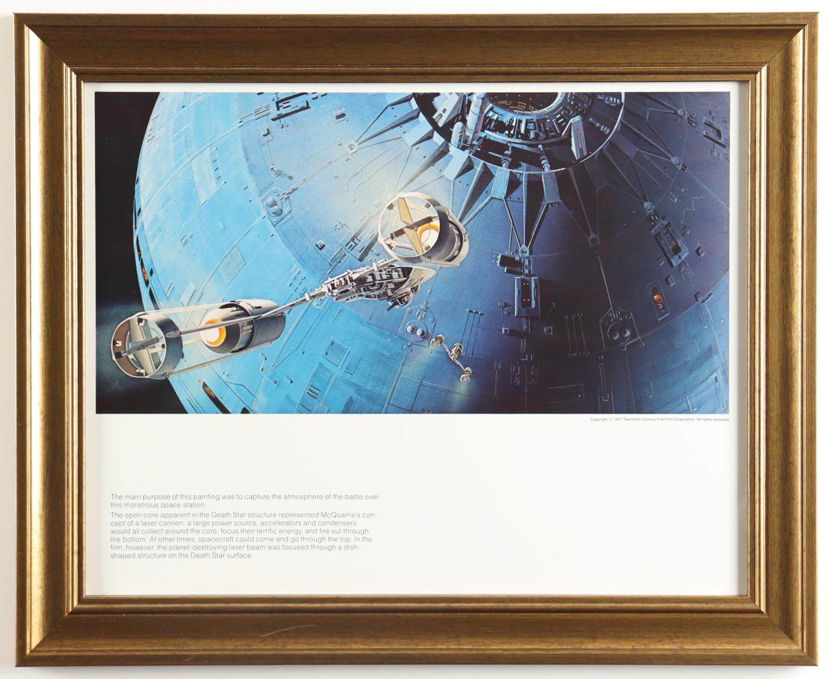 Star Wars "The Death Star" 1977 Ralph McQuarrie Custom Framed Pre-Production Art Photo Display at PristineAuction.com Star Wars "The Death Star" 1977 Ralph McQuarrie Custom Framed Pre-Production Art Photo Display at PristineAuction.com
