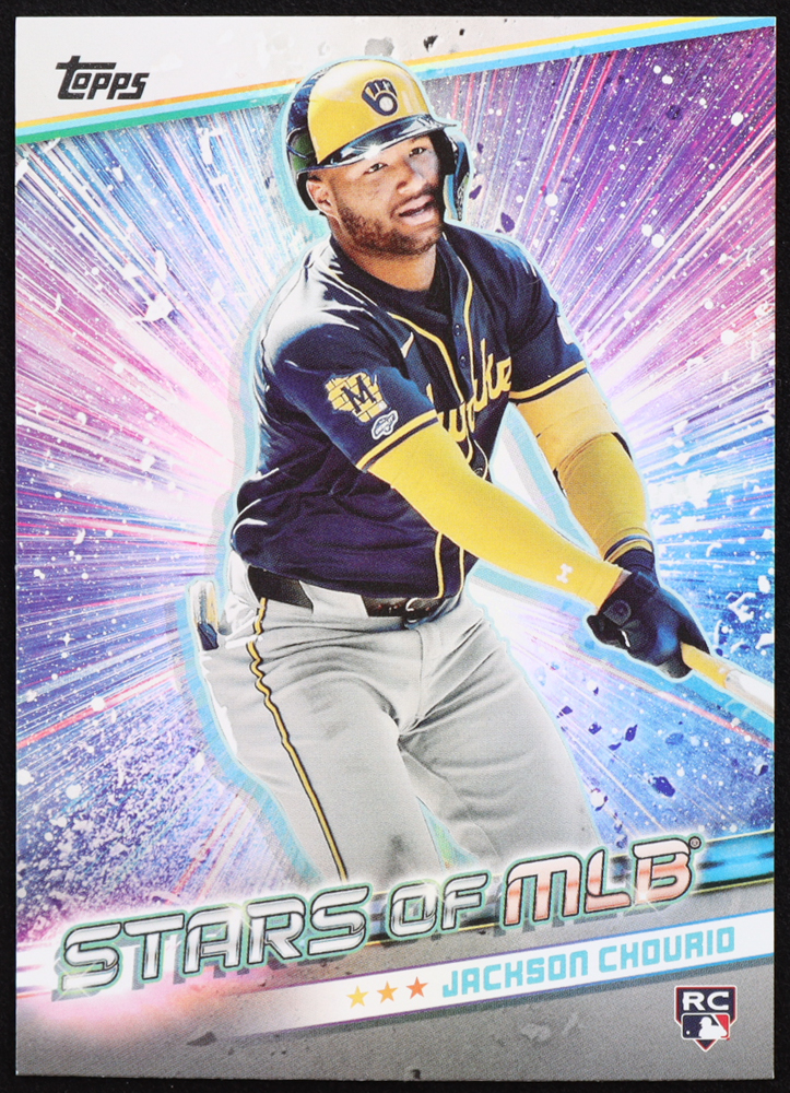 Jackson Chourio 2024 Topps Stars of MLB #SMLB84 RC at PristineAuction.com Jackson Chourio 2024 Topps Stars of MLB #SMLB84 RC at PristineAuction.com