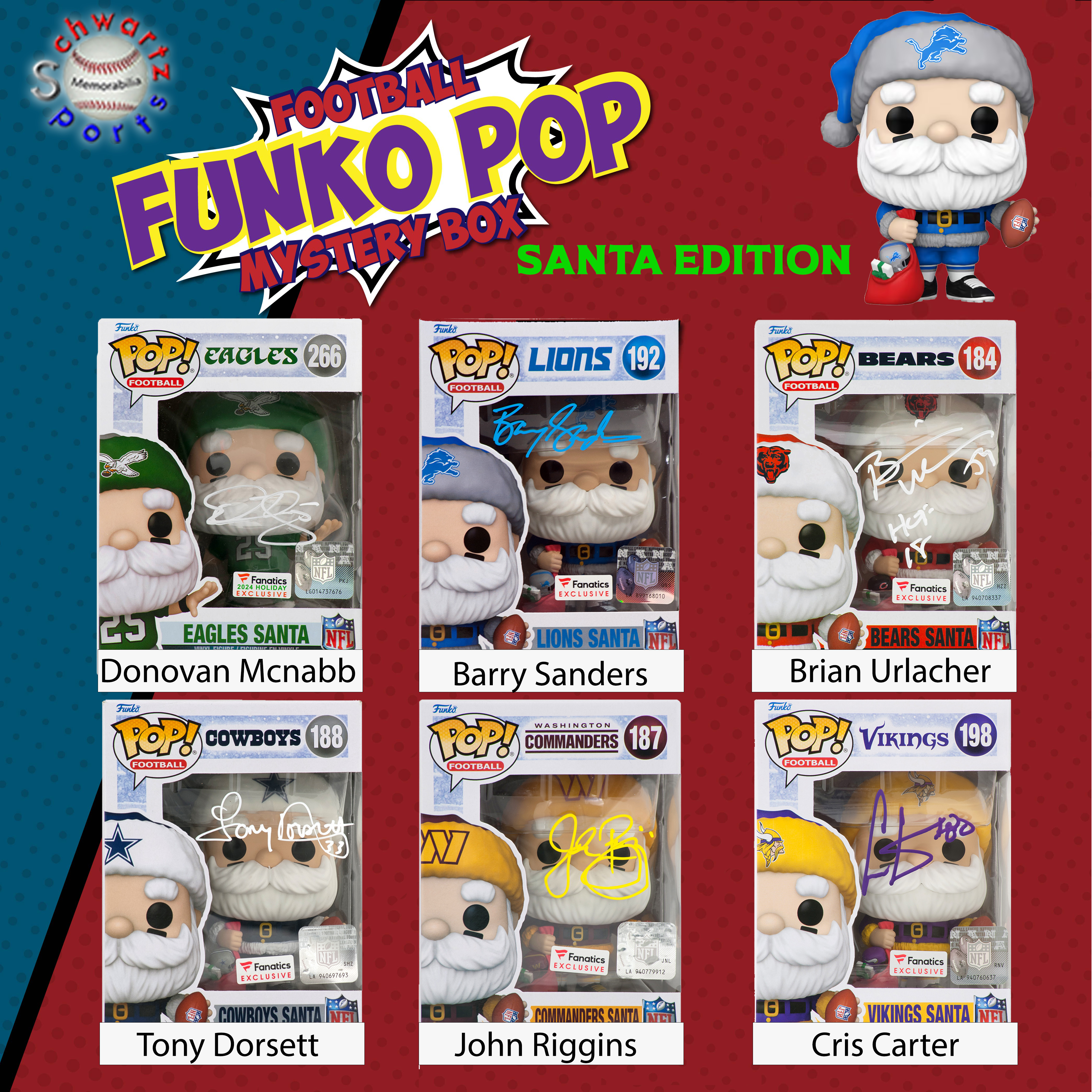 NFL Football Santa Funko Pop Signed Mystery Box - Series 1 (Limited to 50) – Schwartz Sports at PristineAuction.com NFL Football Santa Funko Pop Signed Mystery Box - Series 1 (Limited to 50) – Schwartz Sports at PristineAuction.com