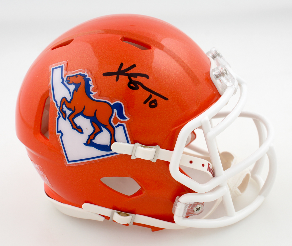 Khalil Shakir Signed Boise State Broncos Throwback Speed Mini Helmet (Beckett) at PristineAuction.com Khalil Shakir Signed Boise State Broncos Throwback Speed Mini Helmet (Beckett) at PristineAuction.com
