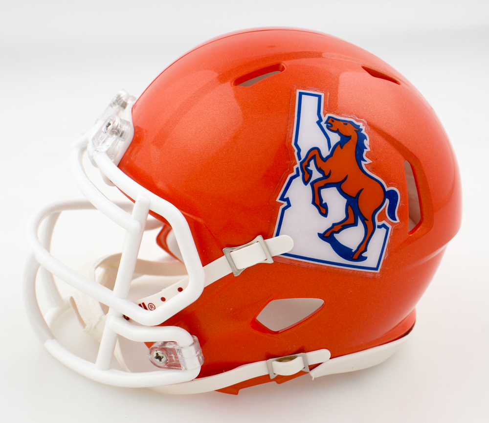 Khalil Shakir Signed Boise State Broncos Throwback Speed Mini Helmet (Beckett) at PristineAuction.com Khalil Shakir Signed Boise State Broncos Throwback Speed Mini Helmet (Beckett) at PristineAuction.com