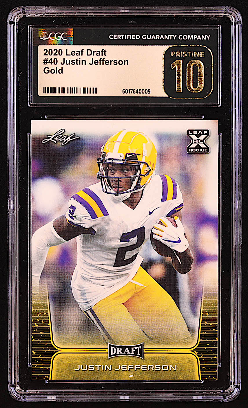 Justin Jefferson 2020 Leaf Draft Gold #40 RC (CGC 10 | Pristine Black Label) at PristineAuction.com Justin Jefferson 2020 Leaf Draft Gold #40 RC (CGC 10 | Pristine Black Label) at PristineAuction.com