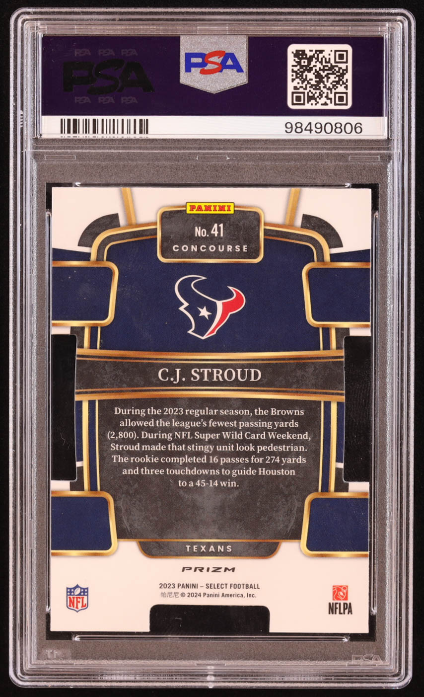 CJ Stroud 2023 Select Prizm Red and Blue Die Cut #41 RC (PSA 10) at PristineAuction.com CJ Stroud 2023 Select Prizm Red and Blue Die Cut #41 RC (PSA 10) at PristineAuction.com