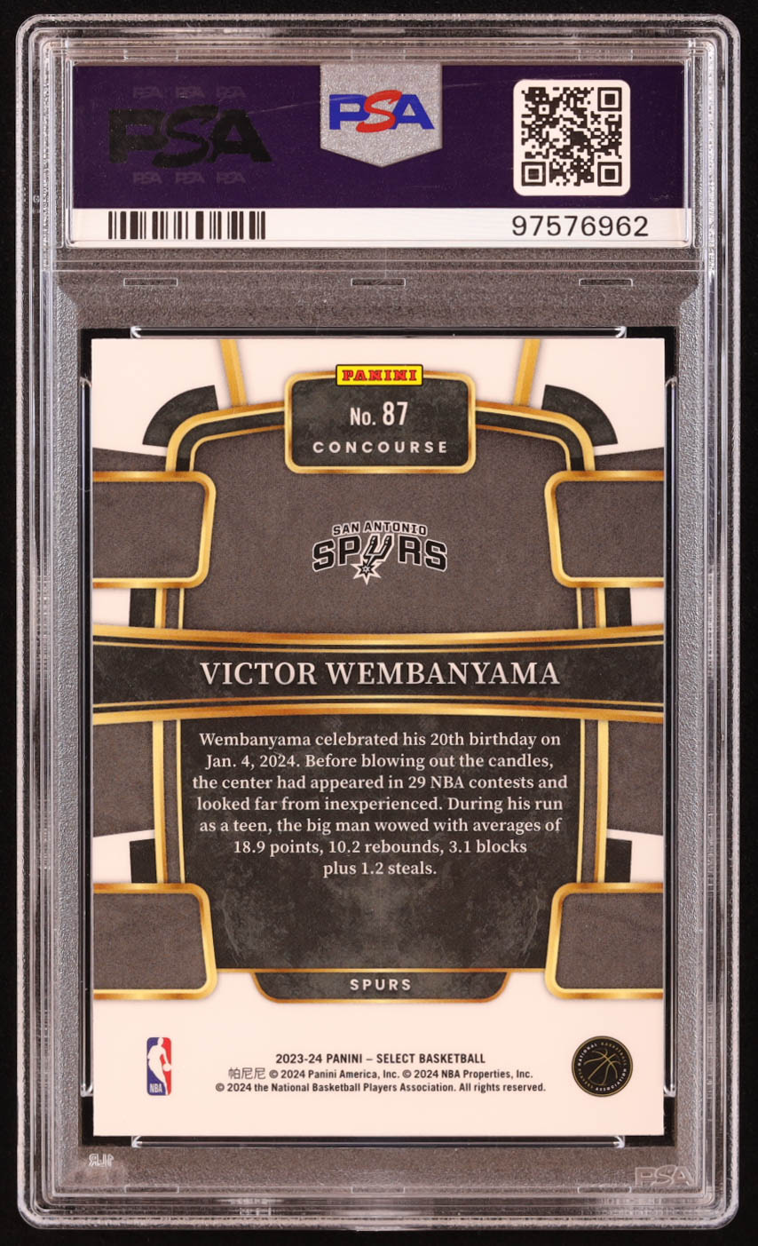 Victor Wembanyama 2023-24 Select #87 RC (PSA 10) at PristineAuction.com Victor Wembanyama 2023-24 Select #87 RC (PSA 10) at PristineAuction.com