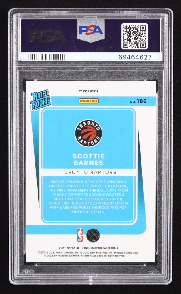 Scottie Barnes 2021-22 Donruss Optic Target Box Set #186 RC (PSA 9) at PristineAuction.com Scottie Barnes 2021-22 Donruss Optic Target Box Set #186 RC (PSA 9) at PristineAuction.com