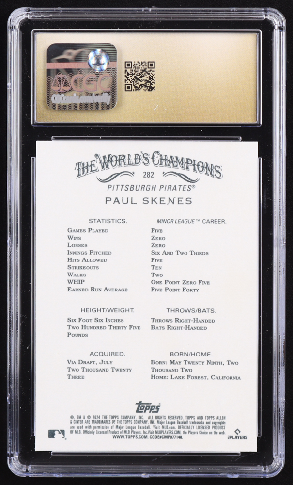 Paul Skenes 2024 Topps Allen and Ginter #282 RC (CGC 10 | Pristine Black Label) at PristineAuction.com Paul Skenes 2024 Topps Allen and Ginter #282 RC (CGC 10 | Pristine Black Label) at PristineAuction.com