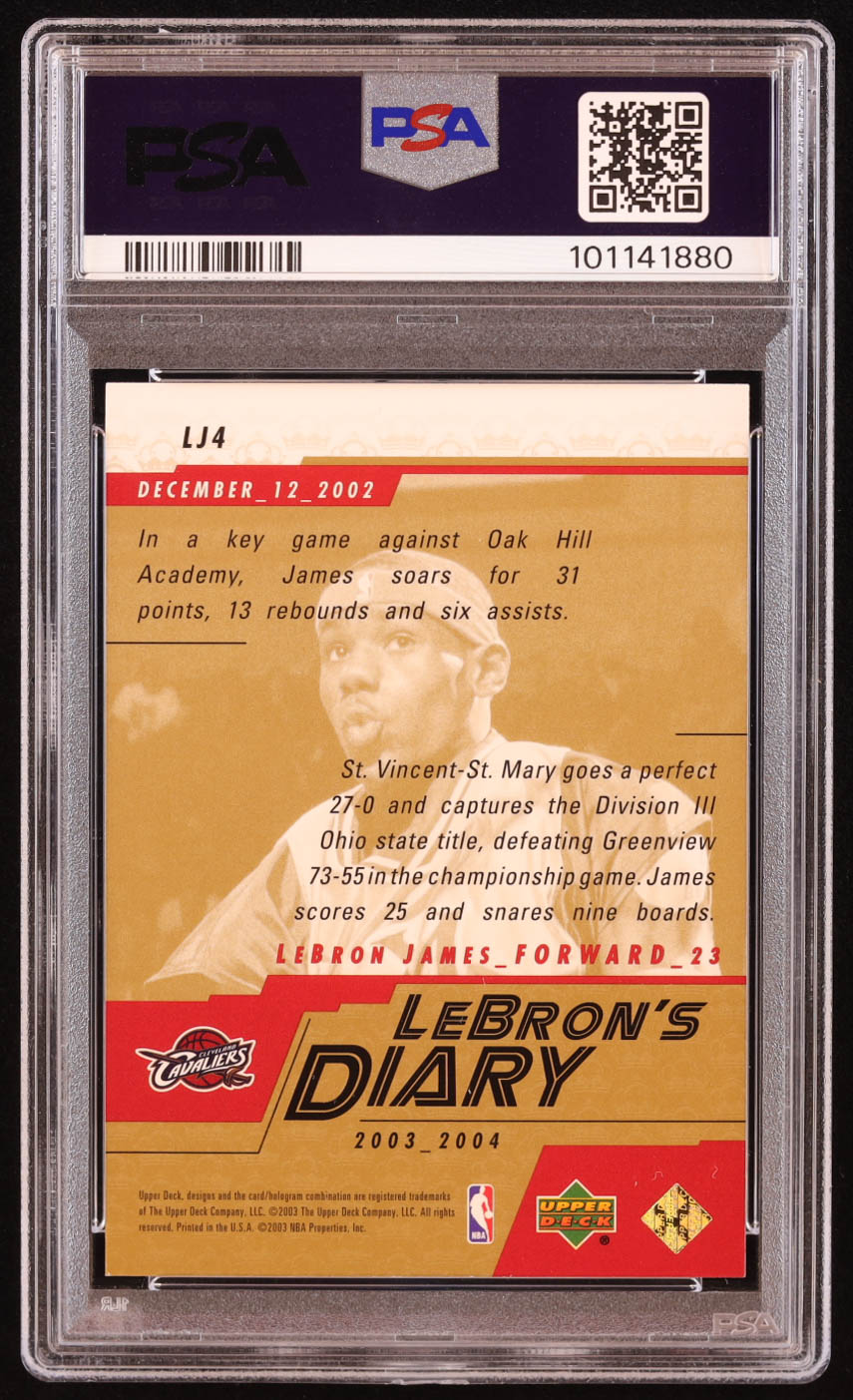 LeBron James 2003 Upper Deck LeBron's Diary #LJ4 RC (PSA 7) at PristineAuction.com LeBron James 2003 Upper Deck LeBron's Diary #LJ4 RC (PSA 7) at PristineAuction.com