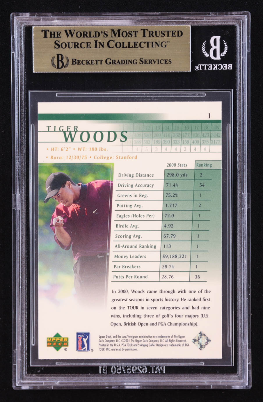 Tiger Woods 2001 Upper Deck #1 RC (BGS 9.5) at PristineAuction.com Tiger Woods 2001 Upper Deck #1 RC (BGS 9.5) at PristineAuction.com