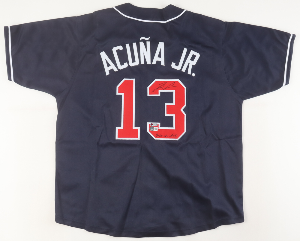 Ronald Acuna Jr. Signed Jersey Inscribed "2023 NL MVP" (Acuna Jr. & Beckett) at PristineAuction.com Ronald Acuna Jr. Signed Jersey Inscribed "2023 NL MVP" (Acuna Jr. & Beckett) at PristineAuction.com