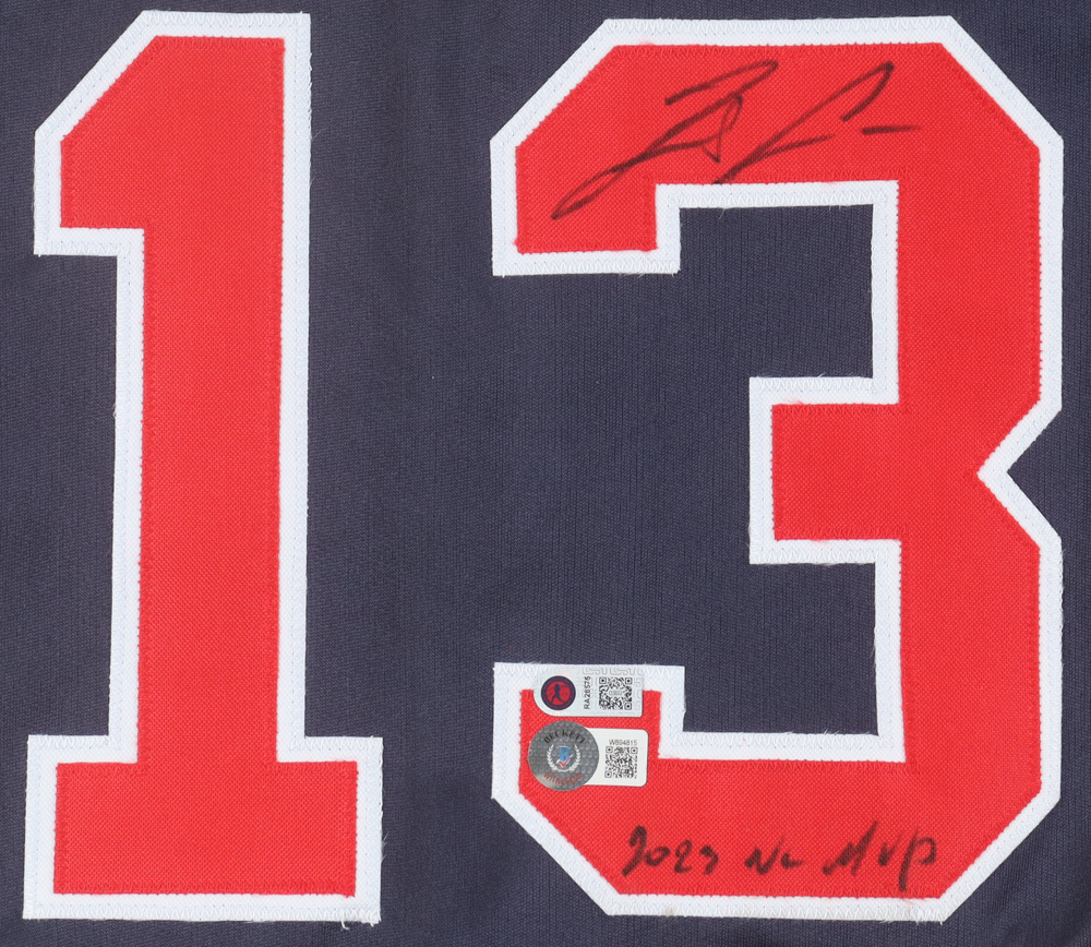 Ronald Acuna Jr. Signed Jersey Inscribed "2023 NL MVP" (Acuna Jr. & Beckett) at PristineAuction.com Ronald Acuna Jr. Signed Jersey Inscribed "2023 NL MVP" (Acuna Jr. & Beckett) at PristineAuction.com