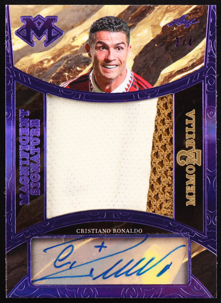 Cristiano Ronaldo / Rafael Nadal 2023 Leaf Magnificence Magnificent Dual Signature Memorabilia Purple Holo #MSM22 #3/4 at PristineAuction.com Cristiano Ronaldo / Rafael Nadal 2023 Leaf Magnificence Magnificent Dual Signature Memorabilia Purple Holo #MSM22 #3/4 at PristineAuction.com
