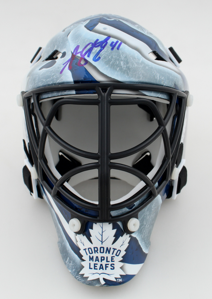 Anthony Stolarz Signed Maple Leafs Mini Goalie Mask (COJO) at PristineAuction.com Anthony Stolarz Signed Maple Leafs Mini Goalie Mask (COJO) at PristineAuction.com