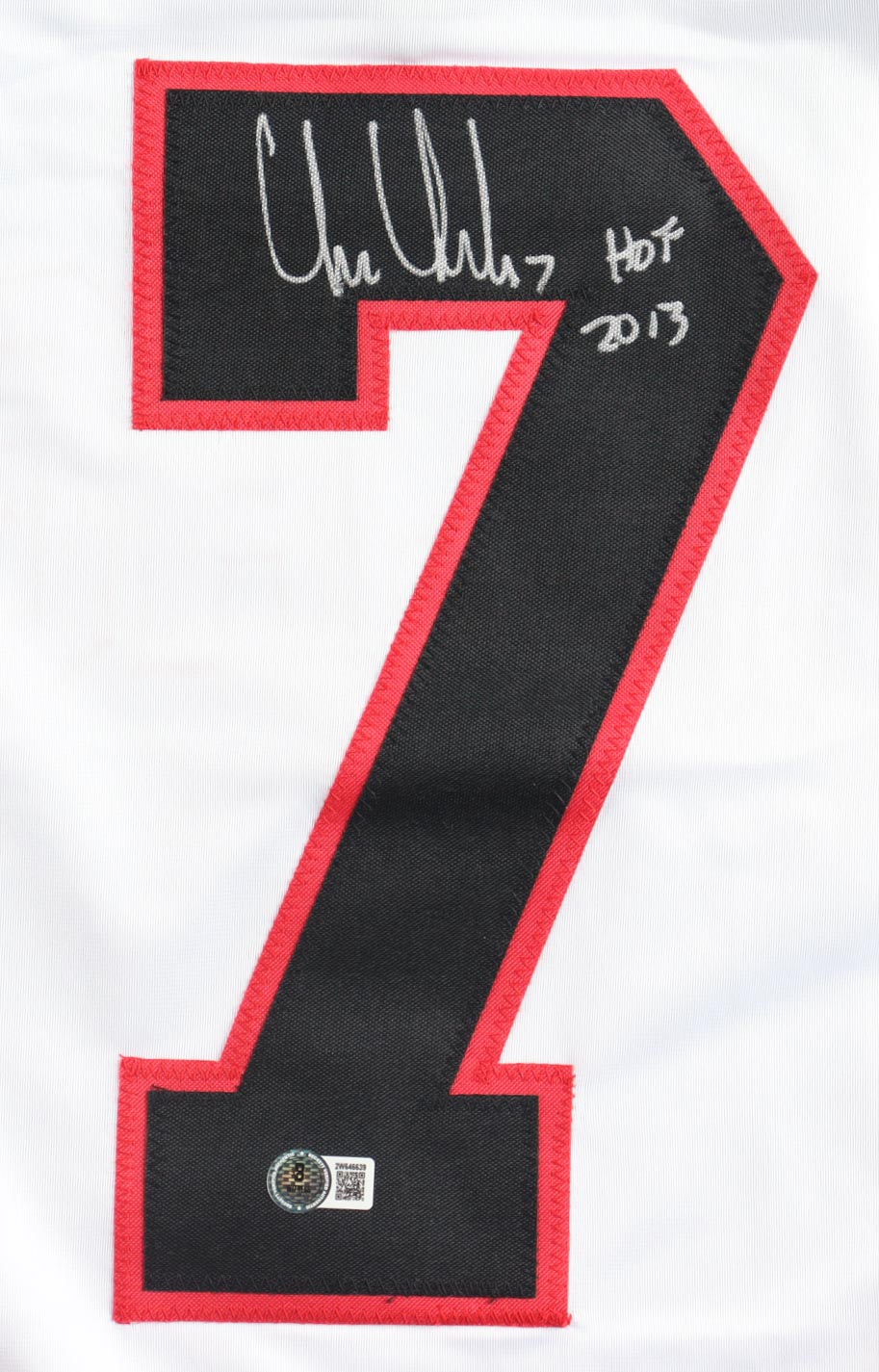 Chris Chelios Signed Jersey Inscribed "HOF 2013" (Beckett) at PristineAuction.com Chris Chelios Signed Jersey Inscribed "HOF 2013" (Beckett) at PristineAuction.com