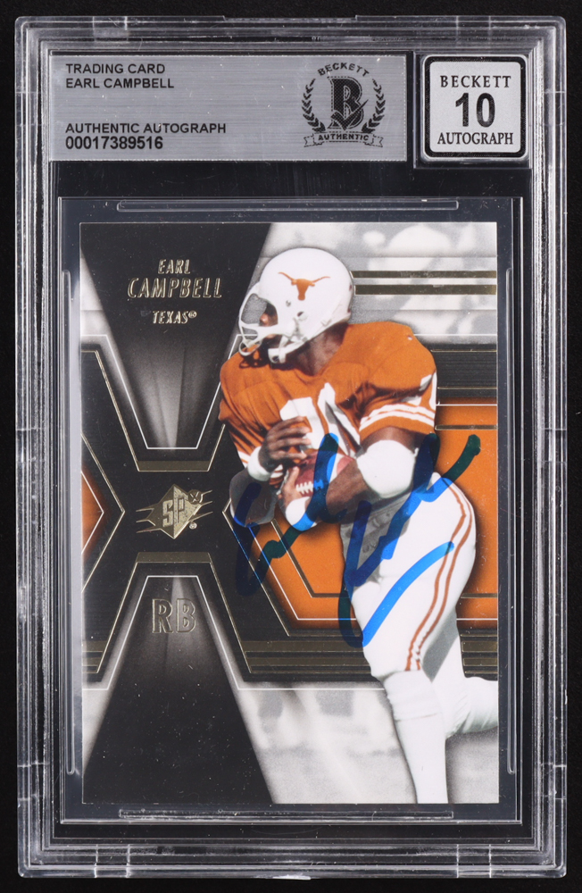 Earl Campbell Signed 2014 SPx #33 (BGS | Auto 10) at PristineAuction.com Earl Campbell Signed 2014 SPx #33 (BGS | Auto 10) at PristineAuction.com