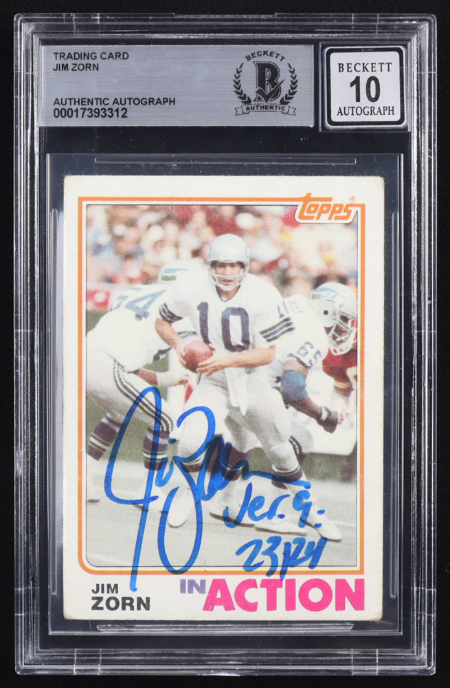 Jim Zorn Signed 1982 Topps #256 IA (BGS | Auto 10) at PristineAuction.com Jim Zorn Signed 1982 Topps #256 IA (BGS | Auto 10) at PristineAuction.com
