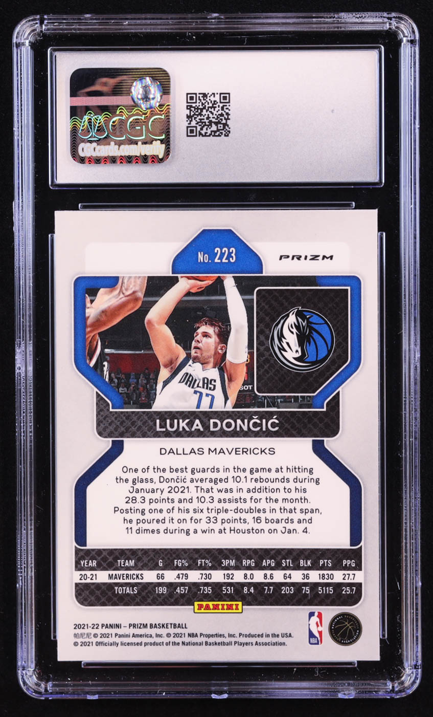 Luka Doncic 2021-22 Panini Prizm Prizms Priple Wave #223 (CCG 10) at PristineAuction.com Luka Doncic 2021-22 Panini Prizm Prizms Priple Wave #223 (CCG 10) at PristineAuction.com