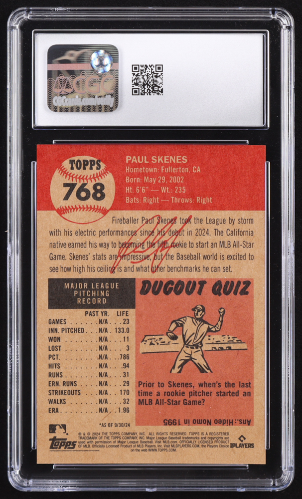 Paul Skenes 2024 Topps Living Set #768 RC (CGC 9.5) at PristineAuction.com Paul Skenes 2024 Topps Living Set #768 RC (CGC 9.5) at PristineAuction.com