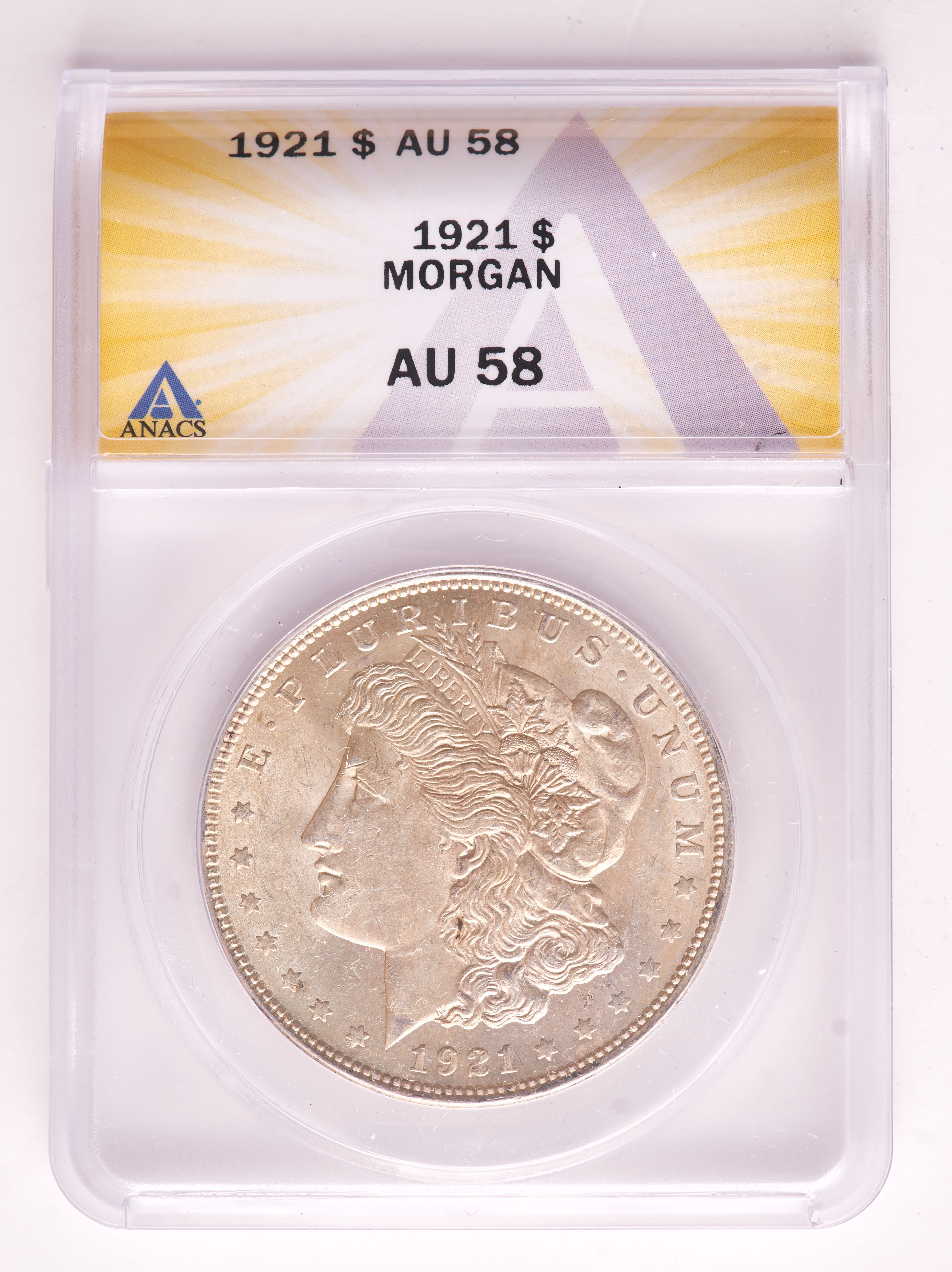 1921 Morgan Silver Dollar (ANACS AU58) at PristineAuction.com 1921 Morgan Silver Dollar (ANACS AU58) at PristineAuction.com