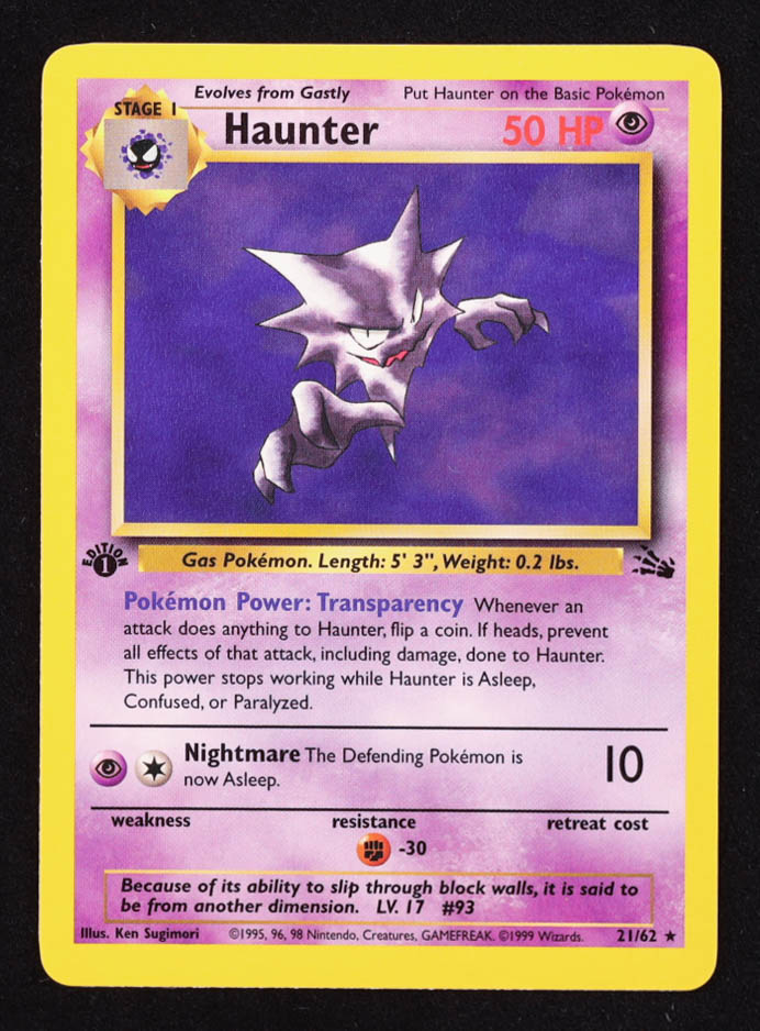 Haunter Pokemon 1999 Fossil #21 at PristineAuction.com Haunter Pokemon 1999 Fossil #21 at PristineAuction.com