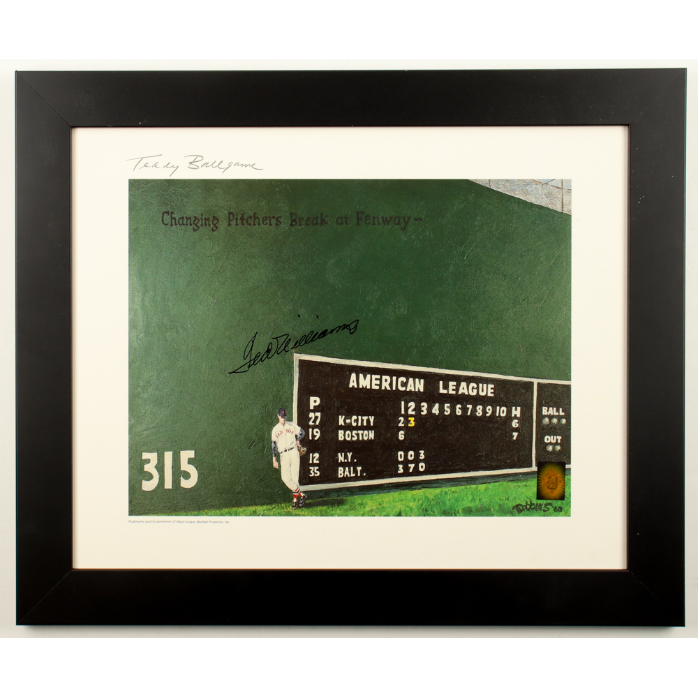 Ted Williams Signed Teddy Ballgame Custom Framed Art Print Display Ted williams signed teddy ballgame custom framed art print display