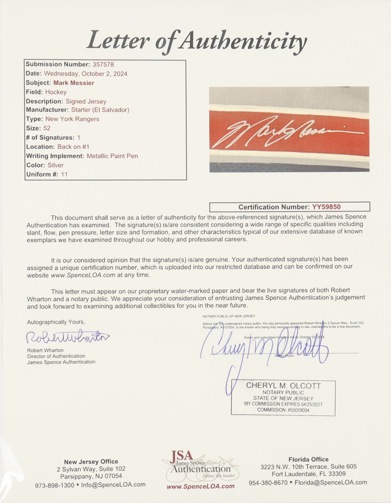 Mark Messier Signed Rangers Captain's Jersey (JSA) at PristineAuction.com Mark Messier Signed Rangers Captain's Jersey (JSA) at PristineAuction.com