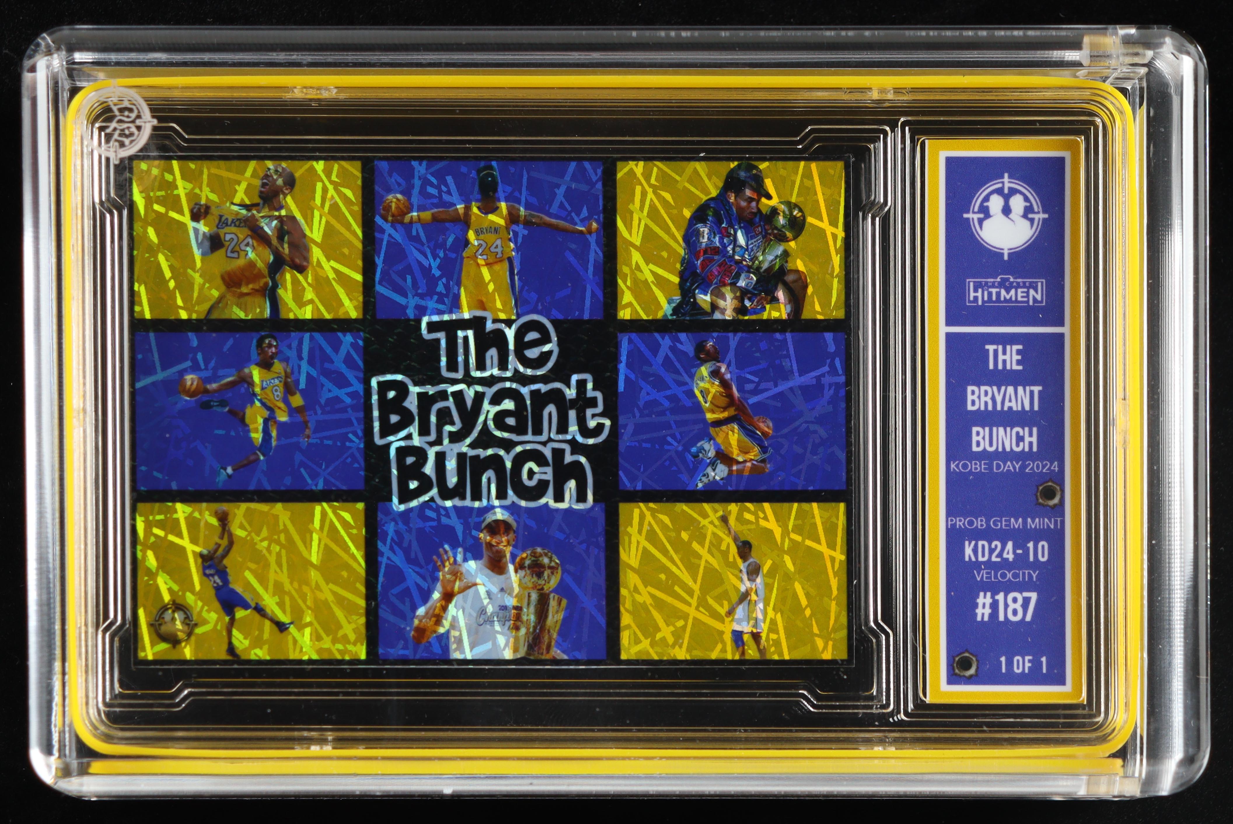 Kobe Bryant The Case Hitmen "The Bryant Bunch: Kobe Day 2024" Velocity Refractor #187 #1/1 with Carrying Case at PristineAuction.com Kobe Bryant The Case Hitmen "The Bryant Bunch: Kobe Day 2024" Velocity Refractor #187 #1/1 with Carrying Case at PristineAuction.com