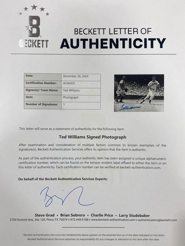 Ted Williams Signed Red Sox Custom Framed Photo Display (Beckett) at PristineAuction.com Ted Williams Signed Red Sox Custom Framed Photo Display (Beckett) at PristineAuction.com