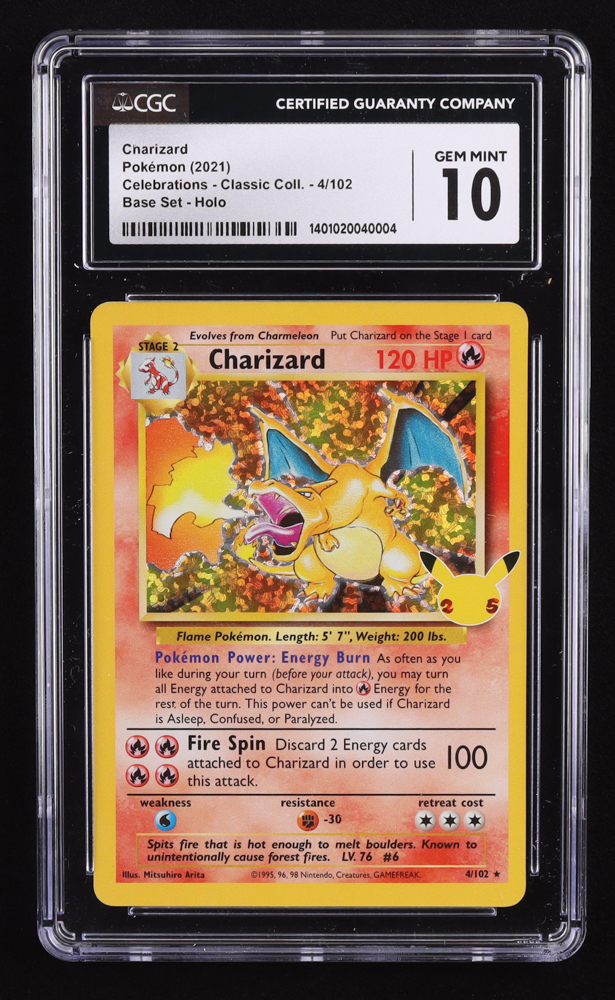 Charizard 2021 Pokemon Celebrations Classic Collection Confetti Holofoil #4 Holo (CGC 10) at PristineAuction.com Charizard 2021 Pokemon Celebrations Classic Collection Confetti Holofoil #4 Holo (CGC 10) at PristineAuction.com
