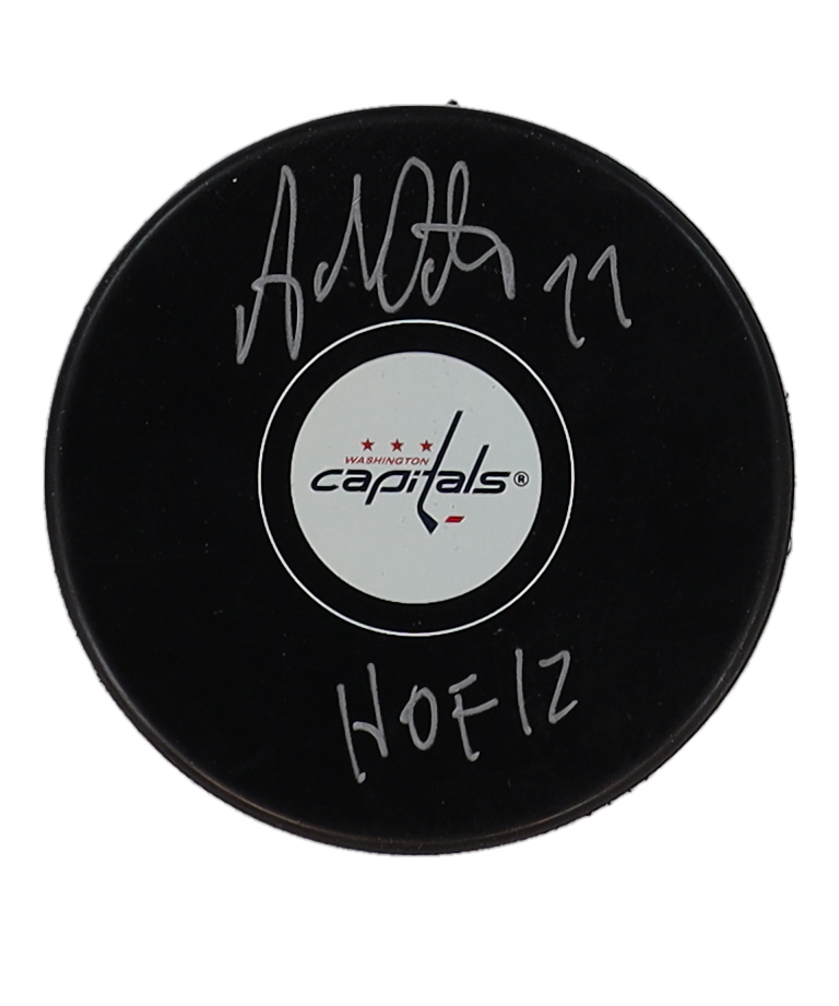 Adam Oates Signed Capitals Logo Hockey Puck Inscribed "HOF 12" (Schwartz) at PristineAuction.com Adam Oates Signed Capitals Logo Hockey Puck Inscribed "HOF 12" (Schwartz) at PristineAuction.com