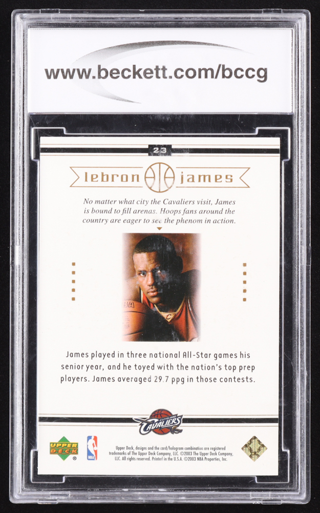 LeBron James 2003 Upper Deck LeBron James Box Set #23 From Coast to Coast RC (BCCG 10) at PristineAuction.com LeBron James 2003 Upper Deck LeBron James Box Set #23 From Coast to Coast RC (BCCG 10) at PristineAuction.com