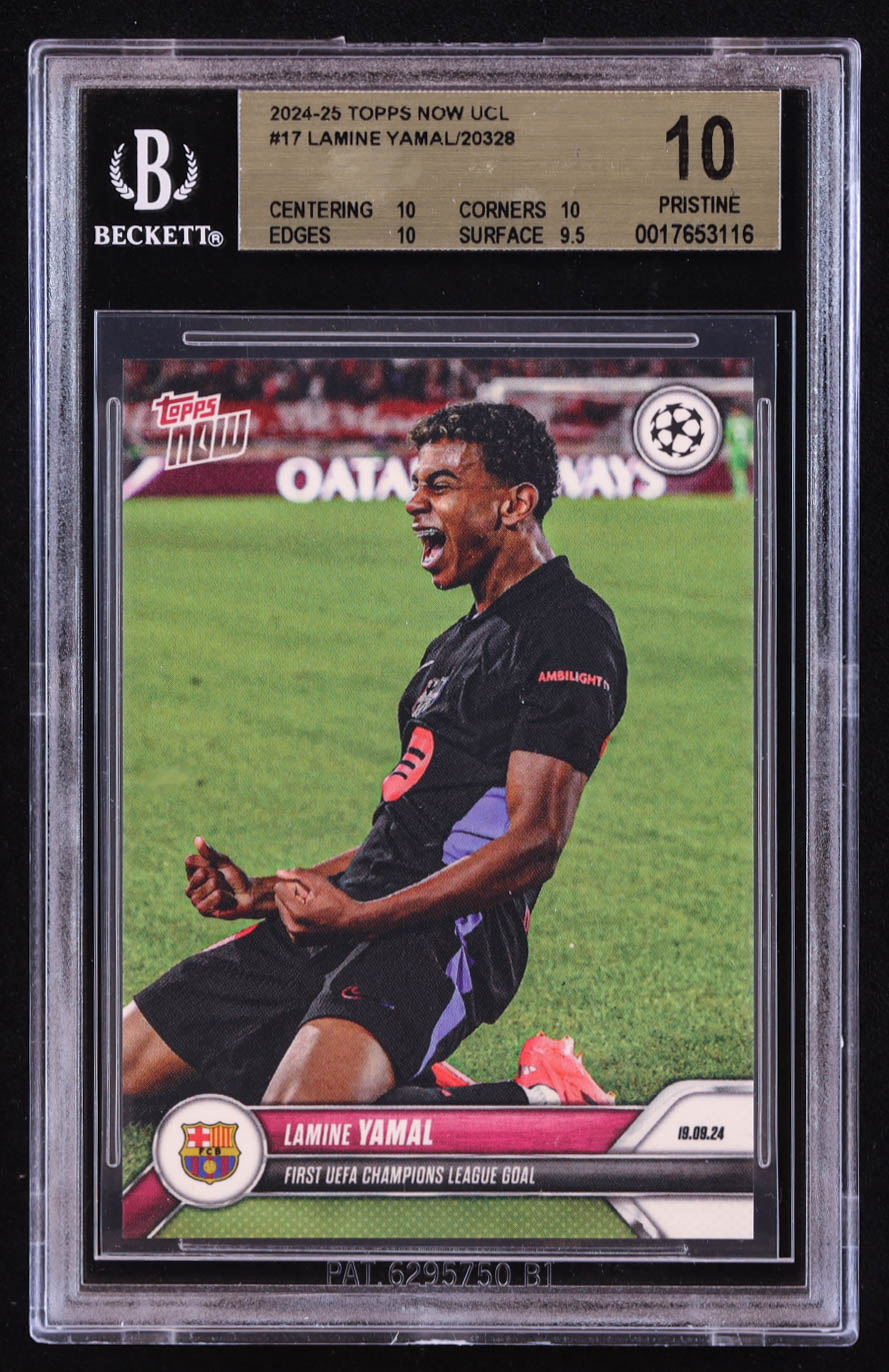 Lamine Yamal 2024-25 Topps Now UEFA Champions League #17 RC (BGS 10) at PristineAuction.com Lamine Yamal 2024-25 Topps Now UEFA Champions League #17 RC (BGS 10) at PristineAuction.com