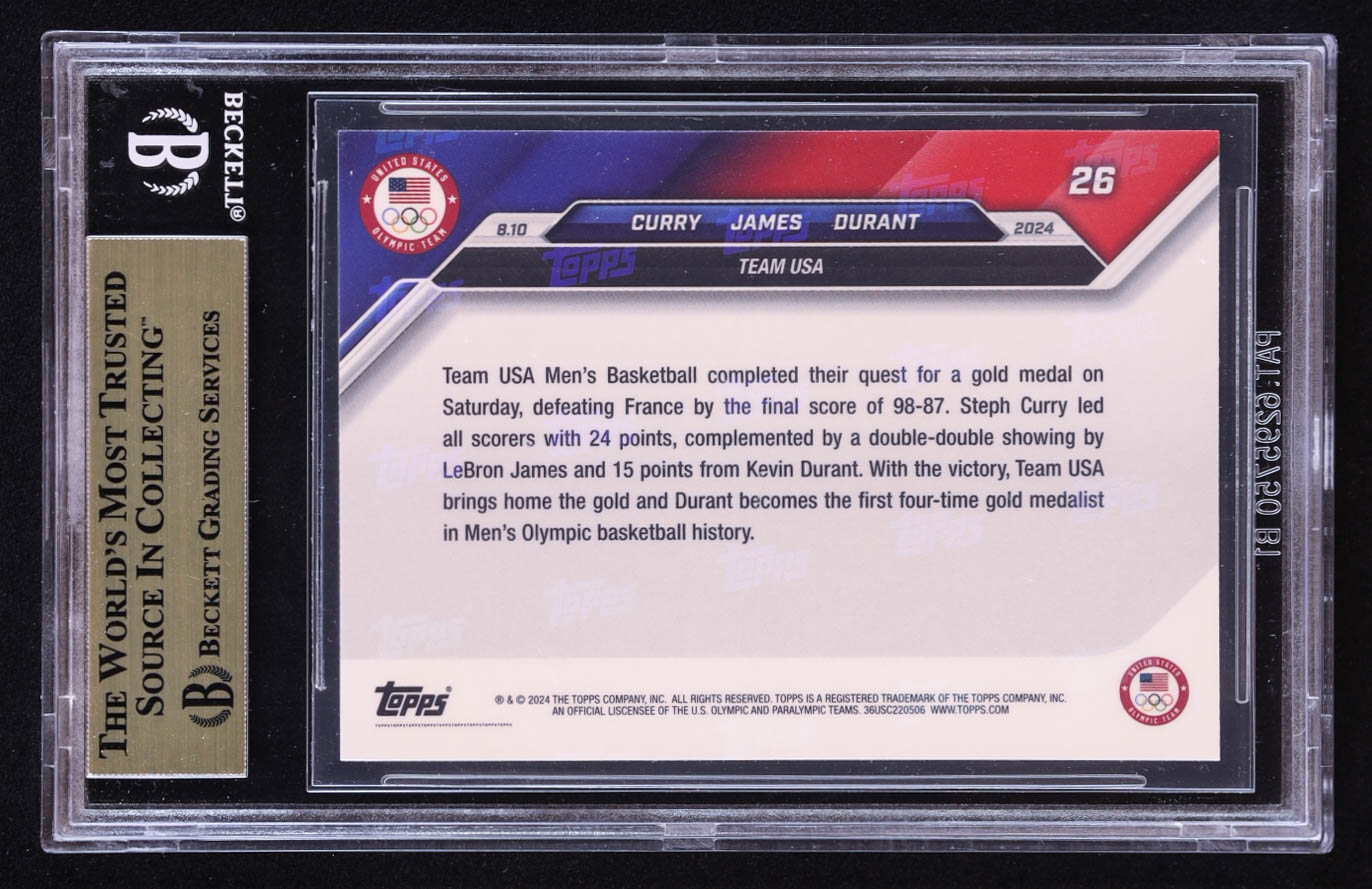 Stephen Curry / LeBron James / Kevin Durant 2024 Topps Now Olympic Games #26 (BGS 9.5) at PristineAuction.com Stephen Curry / LeBron James / Kevin Durant 2024 Topps Now Olympic Games #26 (BGS 9.5) at PristineAuction.com