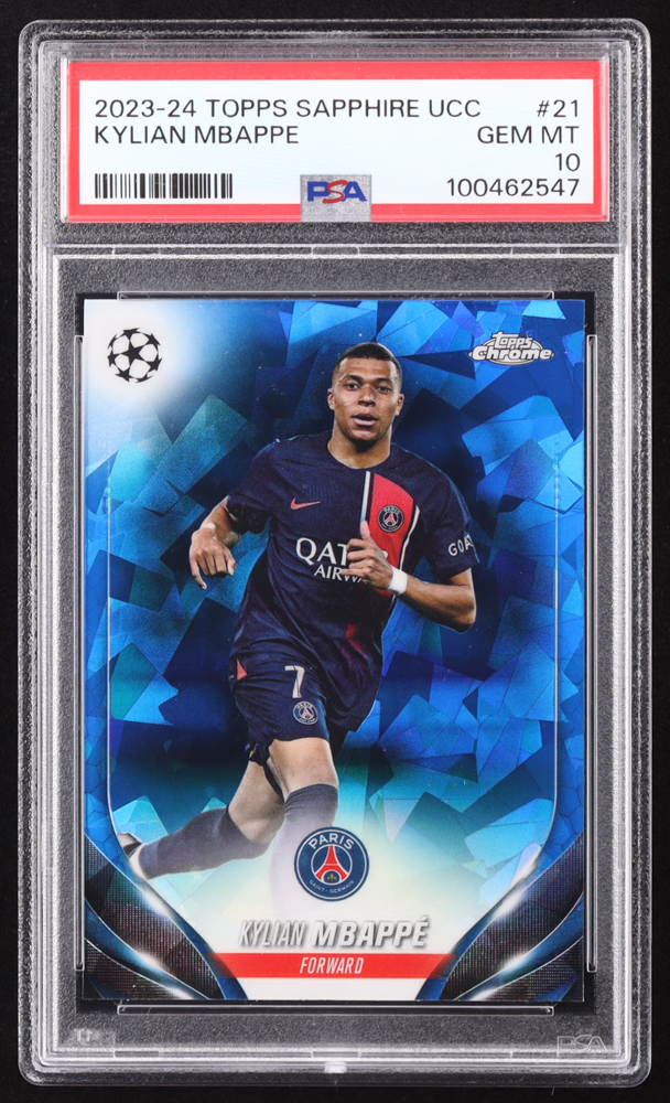 Kylian Mbappe 2023-24 Topps Chrome Sapphire UEFA Club Competitions #21 (PSA 10) at PristineAuction.com Kylian Mbappe 2023-24 Topps Chrome Sapphire UEFA Club Competitions #21 (PSA 10) at PristineAuction.com