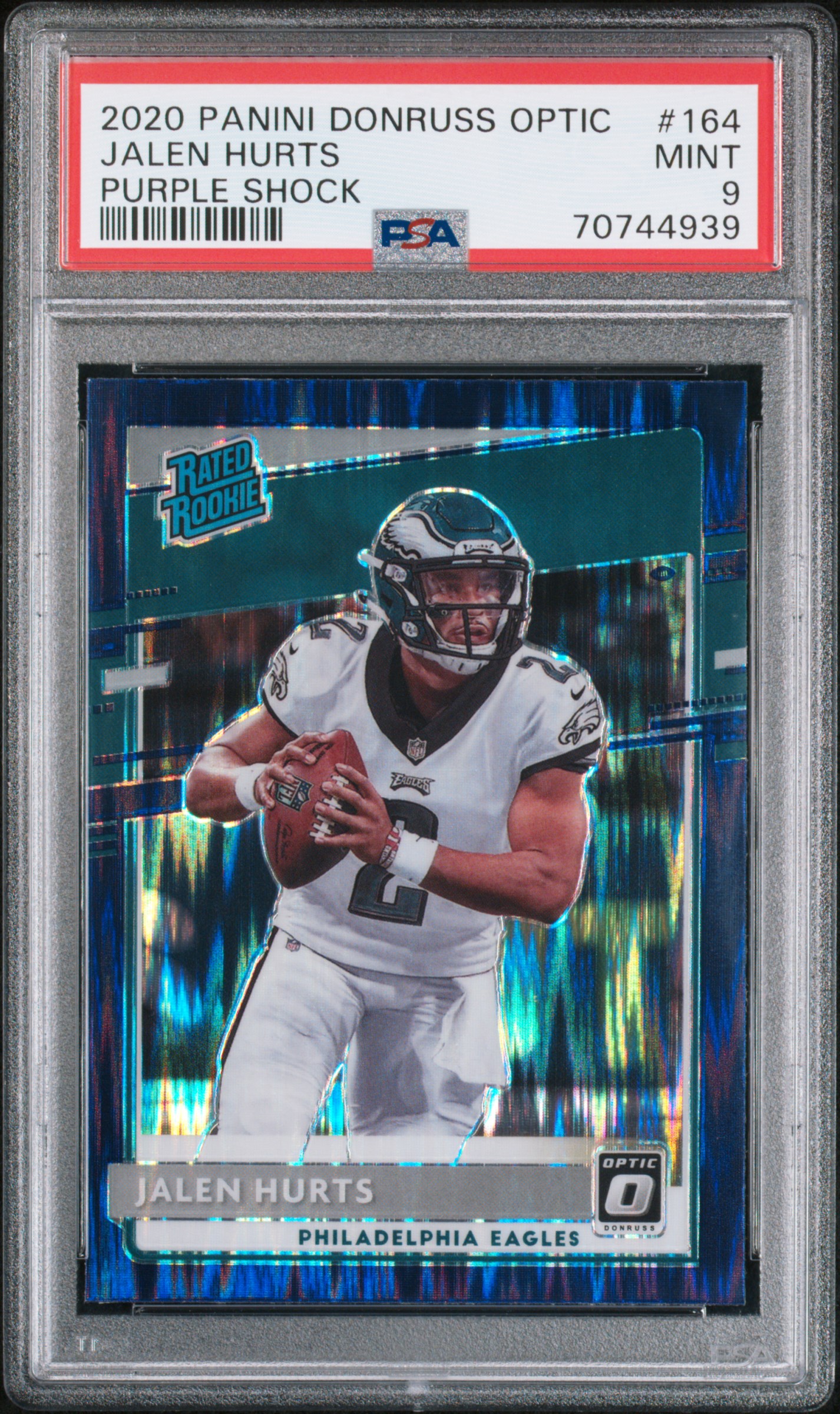 Jalen Hurts 2020 Panini Donruss Optic #164 Purple Shock RC (PSA 9) at PristineAuction.com Jalen Hurts 2020 Panini Donruss Optic #164 Purple Shock RC (PSA 9) at PristineAuction.com