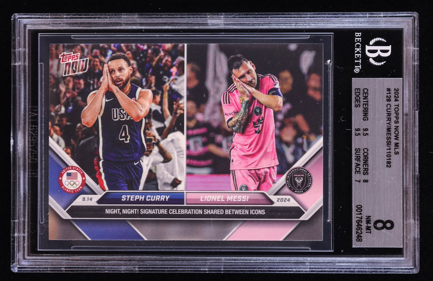 Steph Curry / Lionel Messi 2024 Topps Now MLS #128 (BGS 8) at PristineAuction.com Steph Curry / Lionel Messi 2024 Topps Now MLS #128 (BGS 8) at PristineAuction.com