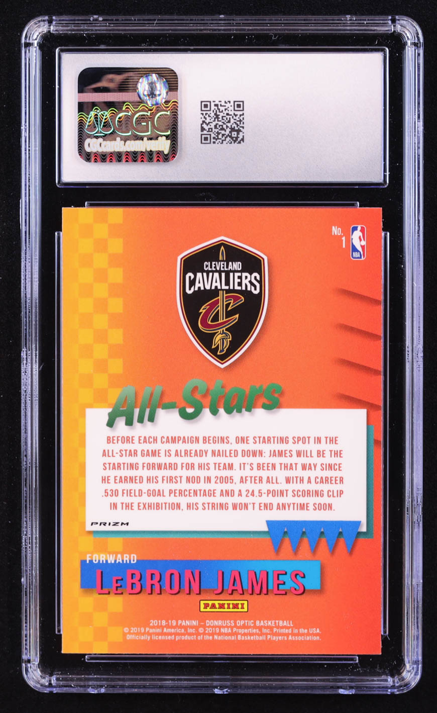 LeBron James 2018-19 Donruss Optic All Stars Holo #1 (CGC 10) at PristineAuction.com LeBron James 2018-19 Donruss Optic All Stars Holo #1 (CGC 10) at PristineAuction.com