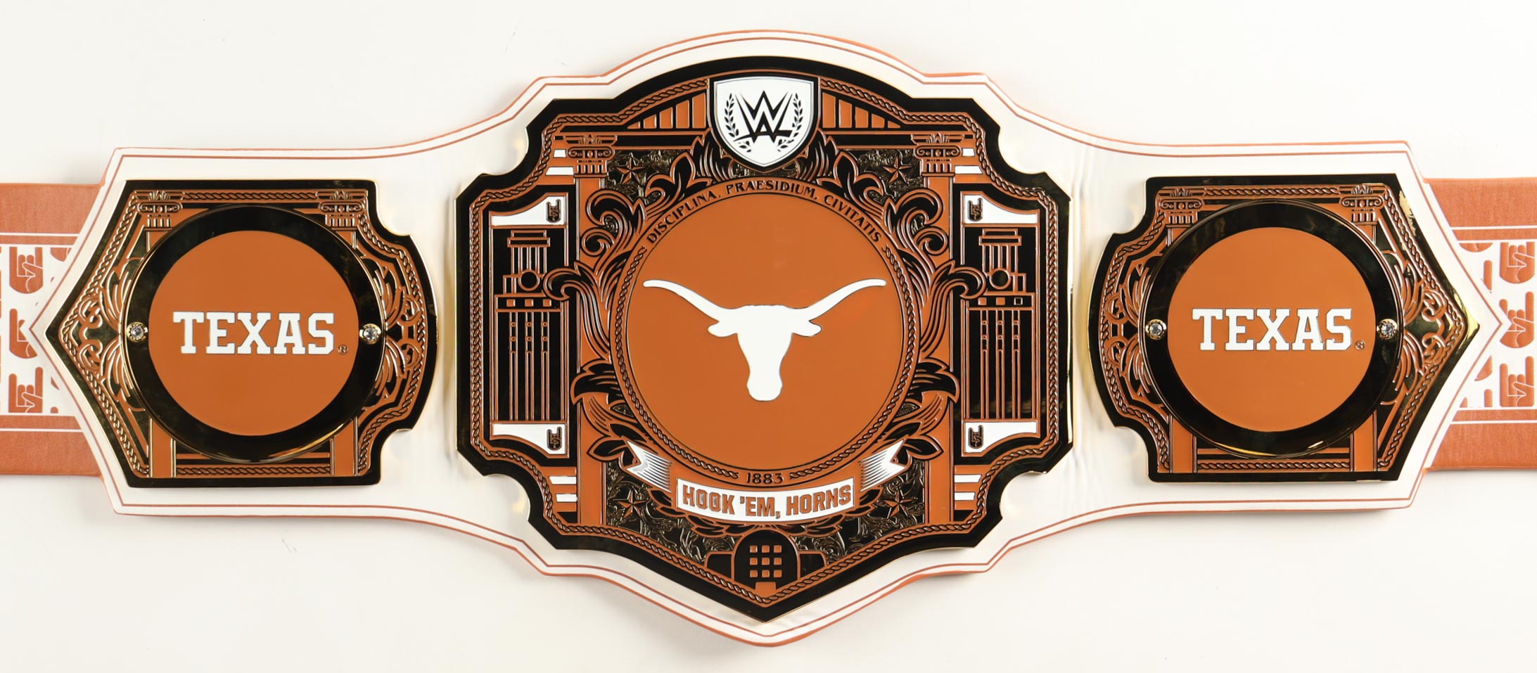 Bijan Robinson Signed Texas Longhorns WWE Legacy Title Belt Inscribed "Hook 'Em" (Beckett) at PristineAuction.com Bijan Robinson Signed Texas Longhorns WWE Legacy Title Belt Inscribed "Hook 'Em" (Beckett) at PristineAuction.com