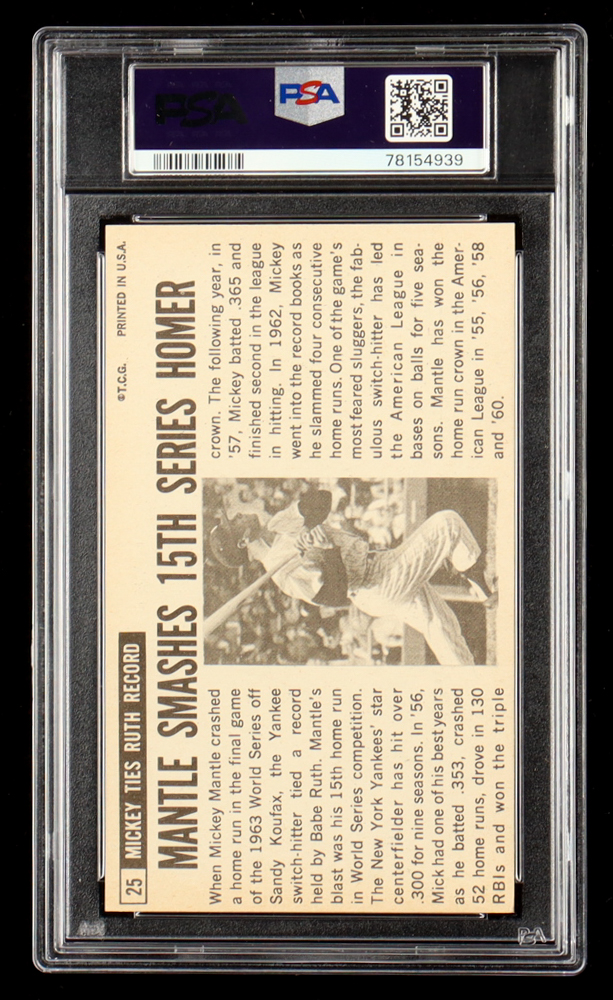 Mickey Mantle 1964 Topps Giants #25 (PSA 3) at PristineAuction.com Mickey Mantle 1964 Topps Giants #25 (PSA 3) at PristineAuction.com
