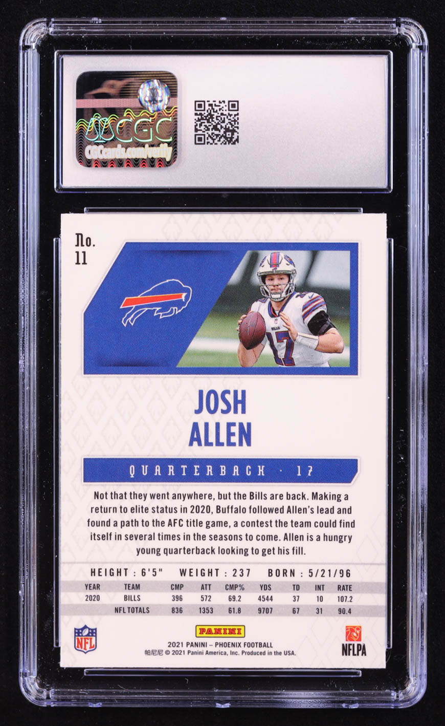 Josh Allen 2021 Panini Phoenix Fire Burst #11 (CGC 10) at PristineAuction.com Josh Allen 2021 Panini Phoenix Fire Burst #11 (CGC 10) at PristineAuction.com