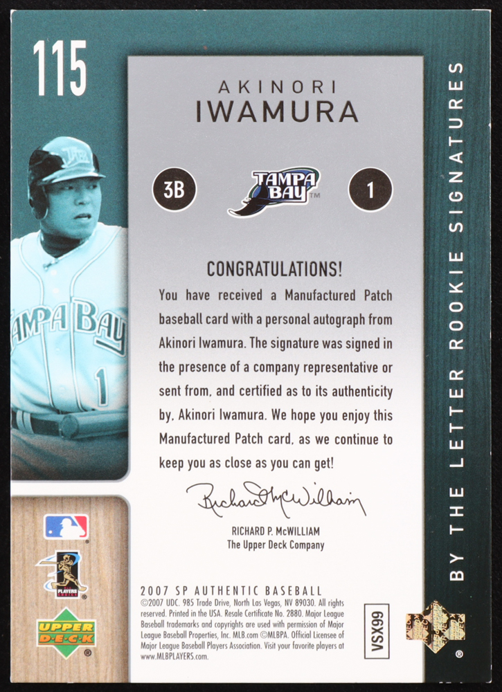 Akinori Iwamura 2007 SP Authentic #115 AU RC #05/20 at PristineAuction.com Akinori Iwamura 2007 SP Authentic #115 AU RC #05/20 at PristineAuction.com