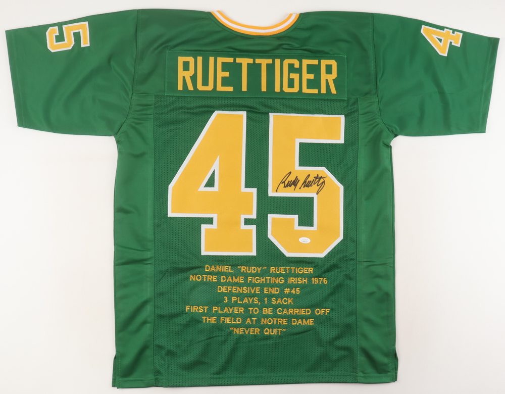 Rudy Ruettiger Signed Career Highlight Stat Jersey (JSA) at PristineAuction.com Rudy Ruettiger Signed Career Highlight Stat Jersey (JSA) at PristineAuction.com