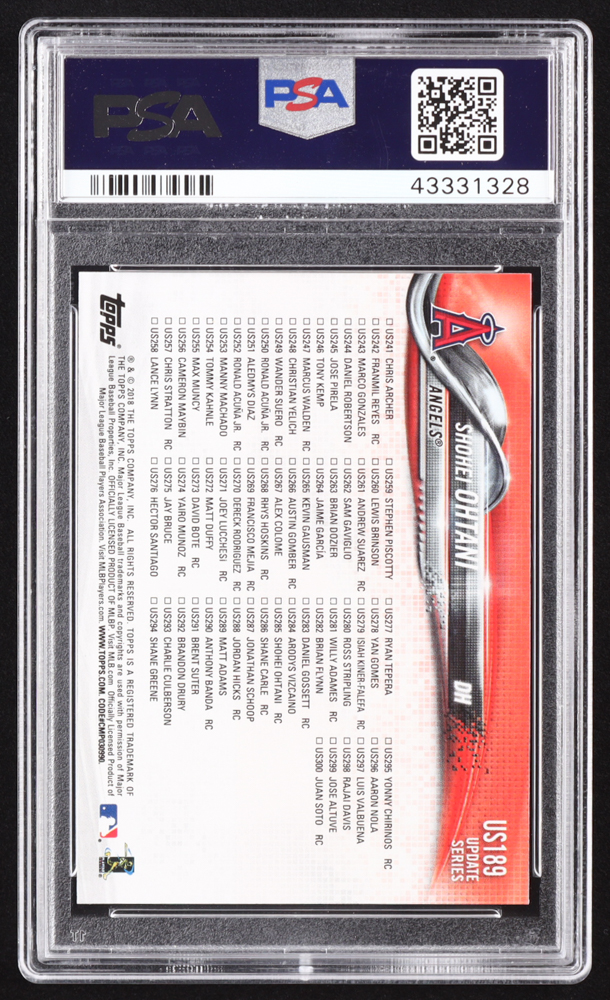 Shohei Ohtani 2018 Topps Update #US189 RC (PSA 10) at PristineAuction.com Shohei Ohtani 2018 Topps Update #US189 RC (PSA 10) at PristineAuction.com