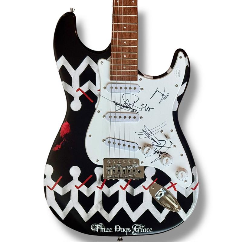 "Three Days Grace" Custom Stratocaster Electric Guitar Band-Signed By (4) with Adam Gontier, Barry Stock, Neil Sanderson & Brad Walst (JSA) at PristineAuction.com "Three Days Grace" Custom Stratocaster Electric Guitar Band-Signed By (4) with Adam Gontier, Barry Stock, Neil Sanderson & Brad Walst (JSA) at PristineAuction.com