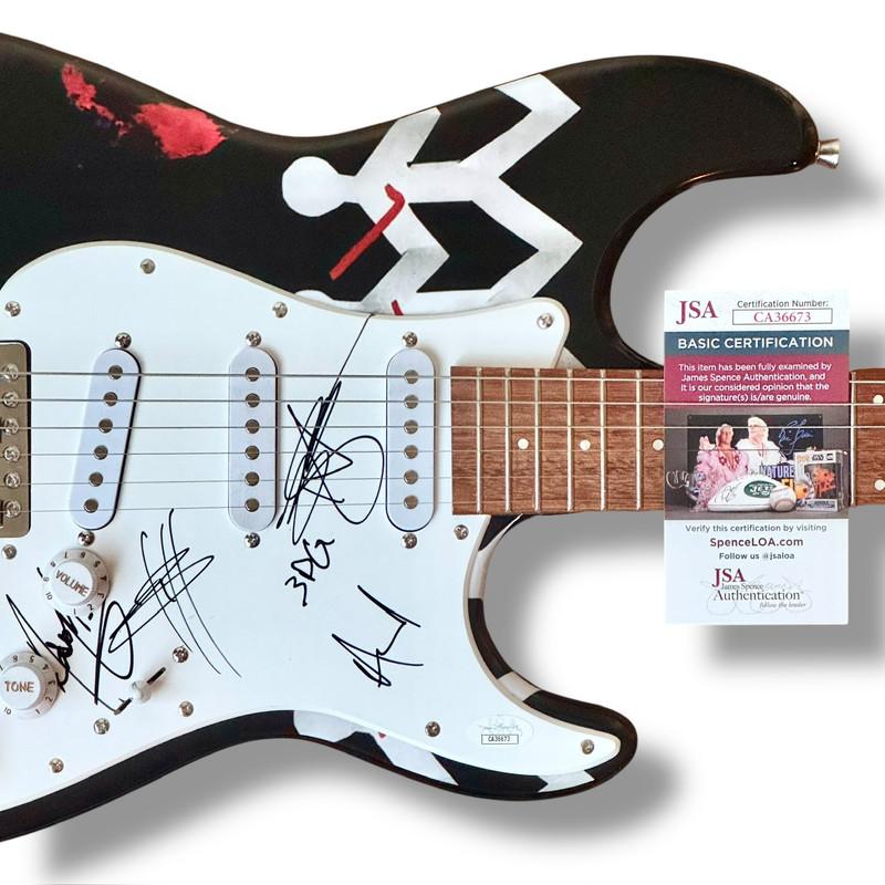 "Three Days Grace" Custom Stratocaster Electric Guitar Band-Signed By (4) with Adam Gontier, Barry Stock, Neil Sanderson & Brad Walst (JSA) at PristineAuction.com "Three Days Grace" Custom Stratocaster Electric Guitar Band-Signed By (4) with Adam Gontier, Barry Stock, Neil Sanderson & Brad Walst (JSA) at PristineAuction.com