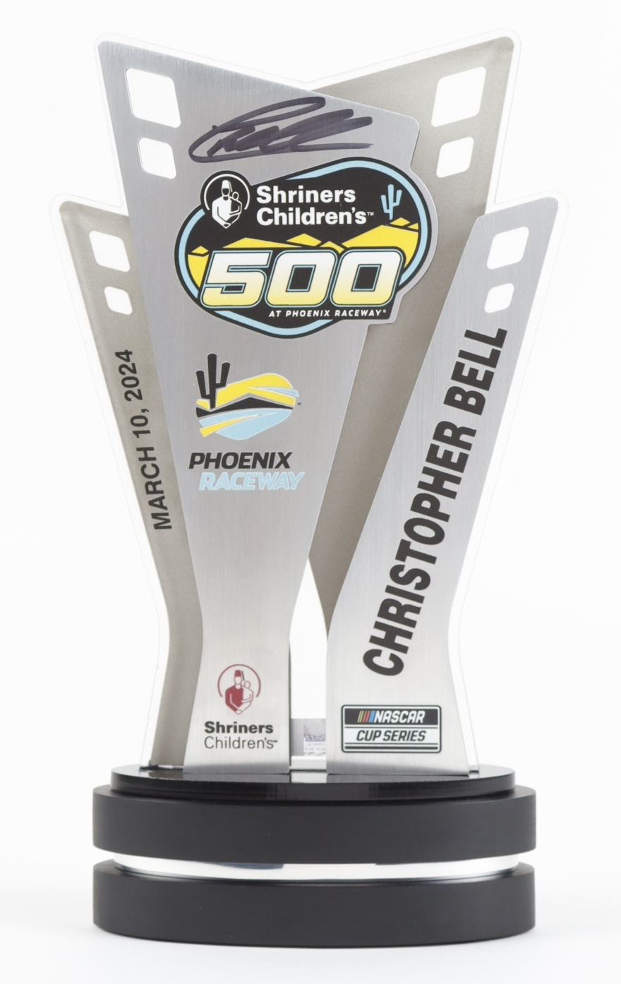 Christopher Bell Signed 2024 Phoenix Win Exclusive Team Issued Mini Trophy (Bell COA) at PristineAuction.com Christopher Bell Signed 2024 Phoenix Win Exclusive Team Issued Mini Trophy (Bell COA) at PristineAuction.com