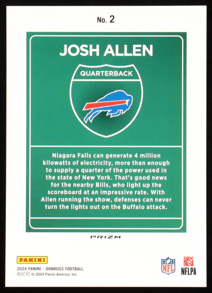 Josh Allen 2024 Donruss Downtown! Oversize #2 at PristineAuction.com Josh Allen 2024 Donruss Downtown! Oversize #2 at PristineAuction.com
