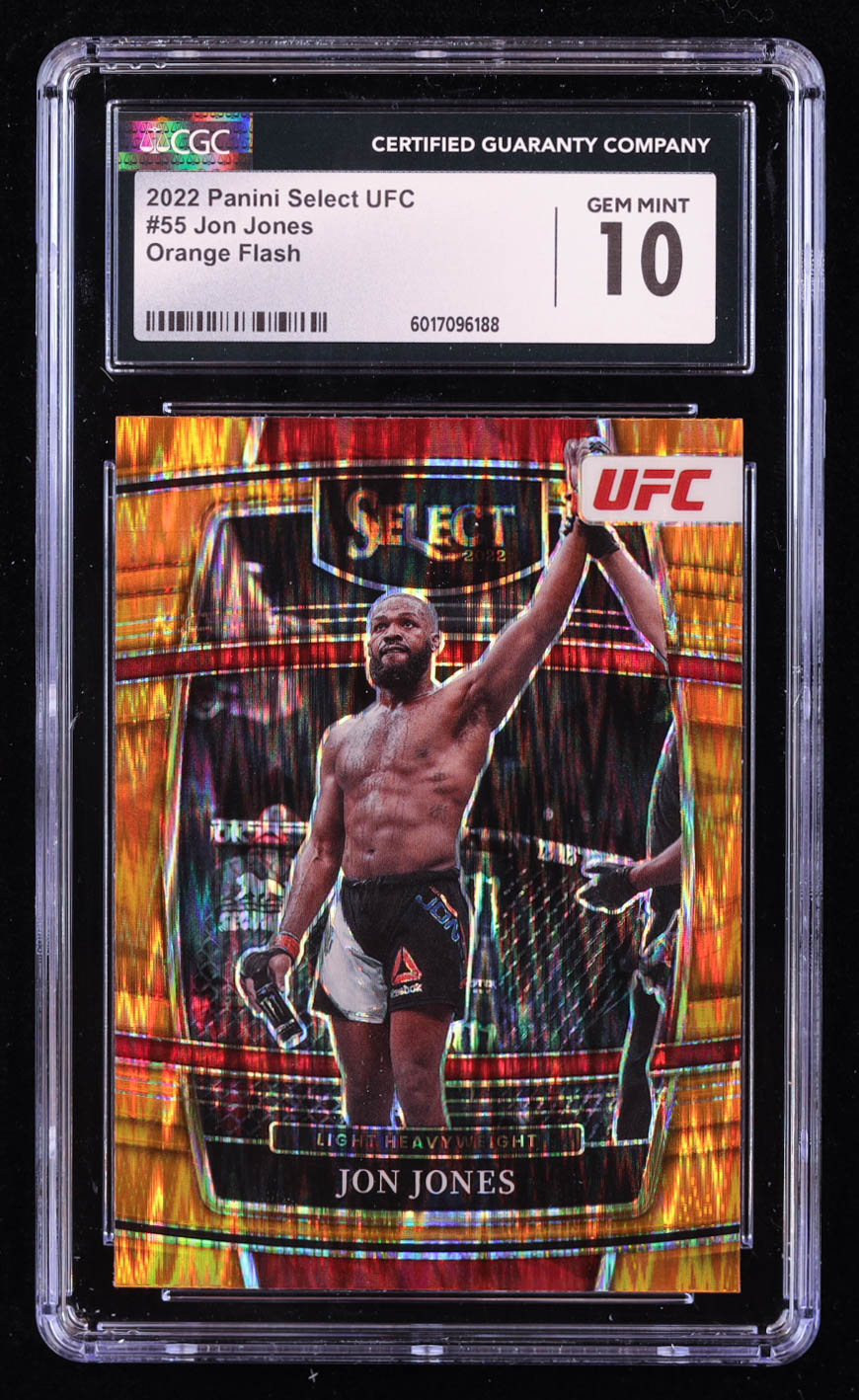 Jon Jones 2022 Select UFC Prizms Orange Flash #55 (CGC 10) at PristineAuction.com Jon Jones 2022 Select UFC Prizms Orange Flash #55 (CGC 10) at PristineAuction.com
