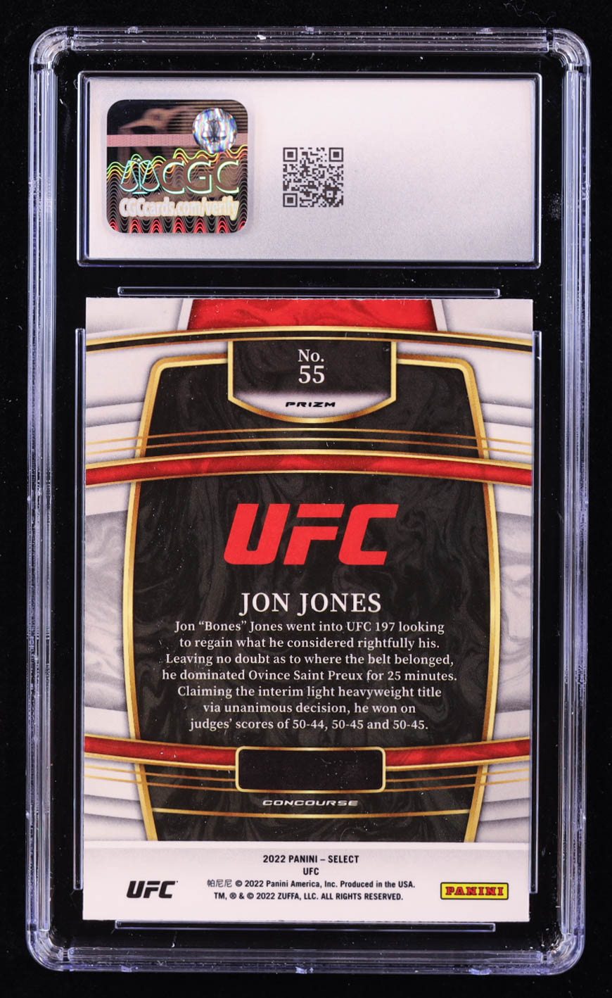 Jon Jones 2022 Select UFC Prizms Orange Flash #55 (CGC 10) at PristineAuction.com Jon Jones 2022 Select UFC Prizms Orange Flash #55 (CGC 10) at PristineAuction.com