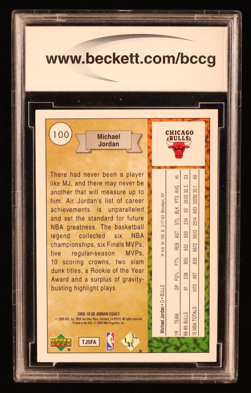 Michael Jordan 2009-10 Upper Deck Michael Jordan Legacy Collection Gold #100 (BCCG 10) at PristineAuction.com Michael Jordan 2009-10 Upper Deck Michael Jordan Legacy Collection Gold #100 (BCCG 10) at PristineAuction.com