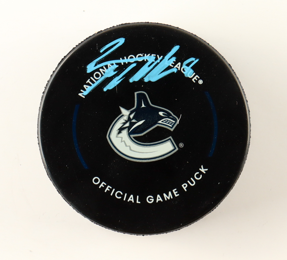 Conor Garland Signed Canucks Logo Hockey Puck (Premium Autographs) at PristineAuction.com Conor Garland Signed Canucks Logo Hockey Puck (Premium Autographs) at PristineAuction.com